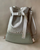BRAIDED BACKPACK/TOTEBAG LIGHT OLIVE-PEARL GOLD