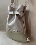 BRAIDED BACKPACK/TOTEBAG LIGHT OLIVE-PEARL GOLD