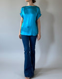 AYA TOP PETROL BLUE SATIN/MORE COLOURS