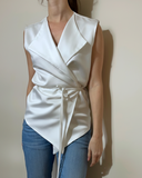 FESTIVE WRAPVEST WHITE SATIN