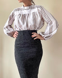 RIA TOP GREY STRIPES