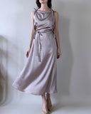 DAPHNE DRESS CHAI SATIN/MORE COLOURS