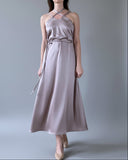 DAPHNE DRESS CHAI SATIN/MORE COLOURS