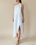 HELENA DRESS WHITE SATIN/MOTE TEXTURES