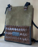 ZIPPER BACKPACK/TOTEBAG WOVEN OLIVA BROWN