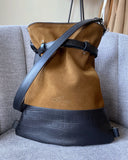 BLACK CROCO/BROWN SUEDE BACKPACK/TOTEBAG