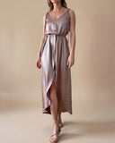 FLORA DRESS CHAI SATIN/MORE COLOURS