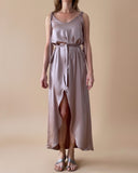 FLORA DRESS CHAI SATIN/MORE COLOURS