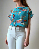 CROPPED AYA TOP BALCSI AQUA