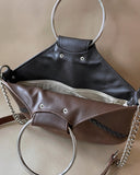 BROWN BRAIDED MINI O-RING BAG