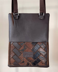 MOSAIC ZIPPER BACKPACK/TOTEBAG CHOCOLATE