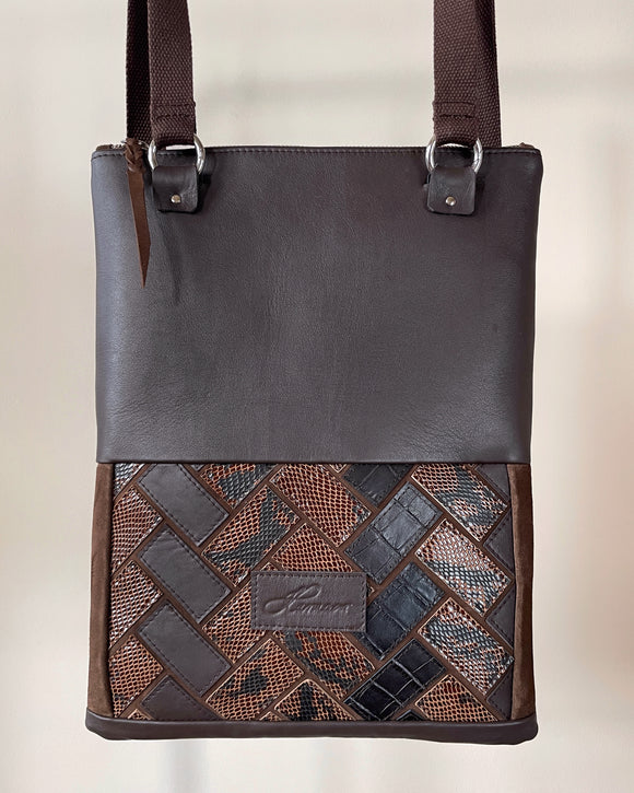 MOSAIC ZIPPER BACKPACK/TOTEBAG CHOCOLATE