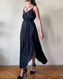 STRAP JUNE DRESS BLACK SATIN