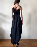 STRAP JUNE DRESS BLACK SATIN