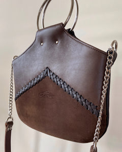 BROWN BRAIDED MINI O-RING BAG