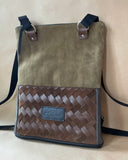 ZIPPER BACKPACK/TOTEBAG WOVEN OLIVA BROWN