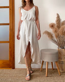 FLORA DRESS WHITE SATIN